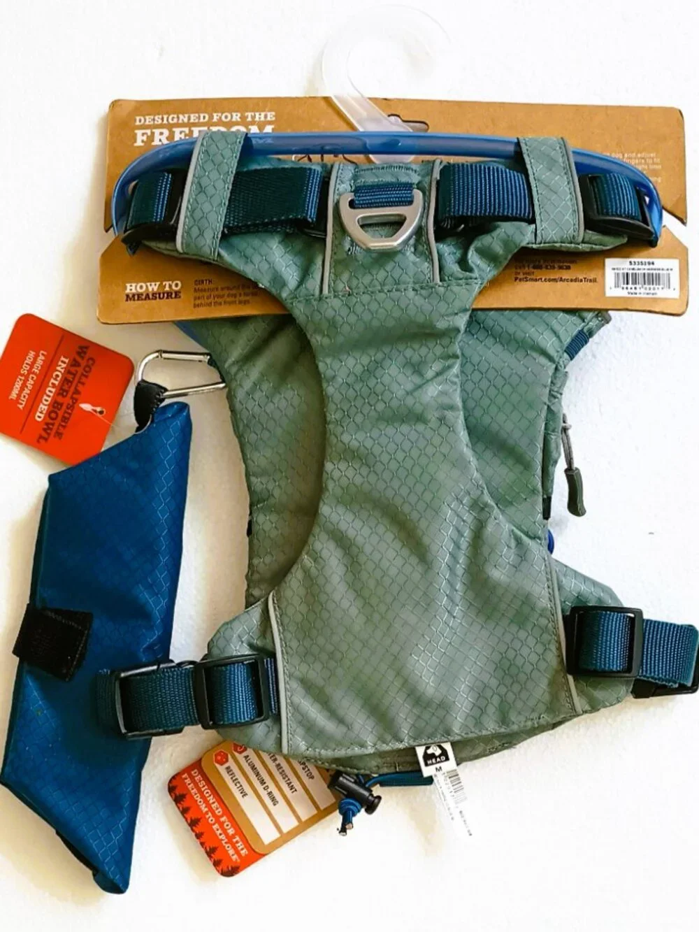 Arcadia Trail Water Bladder Dog Harness Medium Blue Reflective Water Resistant
